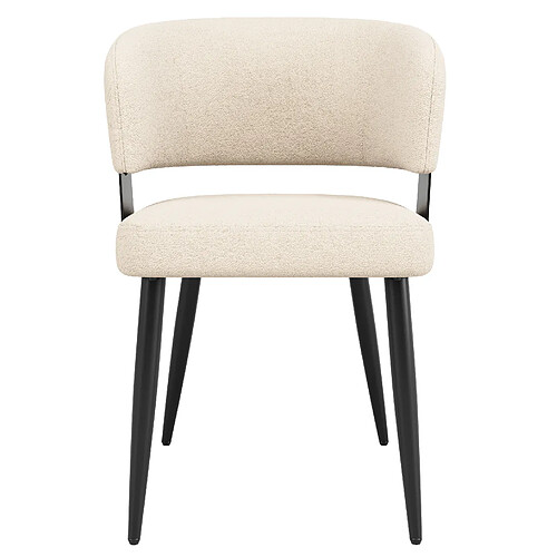 STILVORA Chaise 59/46,5/81,5 cm beige en flanelle et métal avec dossier incurvé