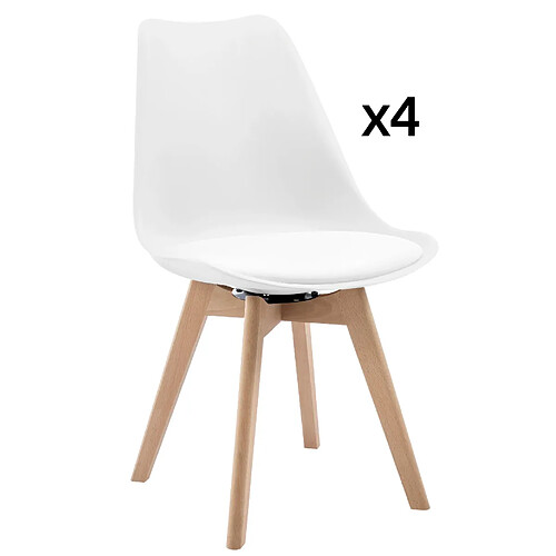 STILVORA Chaise de salle à manger 40,5/40,5/83 cm blanche en simili cuir pivotante