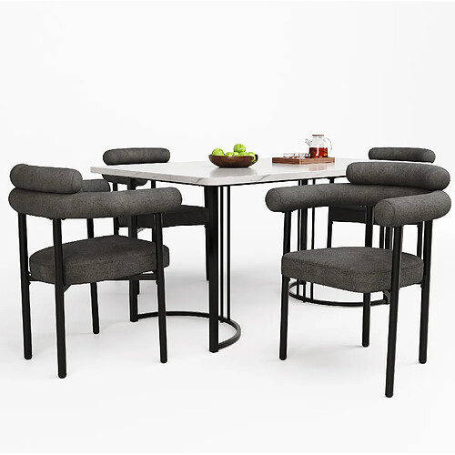 STILVORA Chaise de salle à manger 70/62/84 cm gris foncé en fer avec assise large