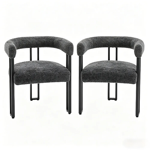 STILVORA Chaise de salle à manger 61,5/51,5/72 cm gris foncé en chenille avec accoudoirs