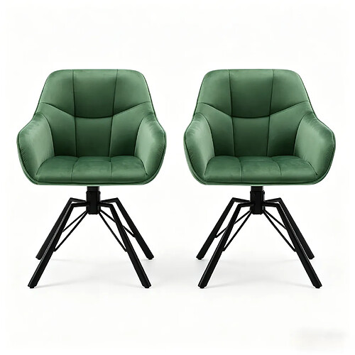STILVORA Chaise de salle à manger 58,5/54,5/82,5 cm vert foncé en velours pivotante