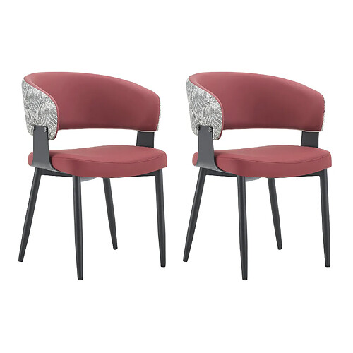 STILVORA Chaise de salle à manger rouge en polyuréthane avec accoudoirs intégrés