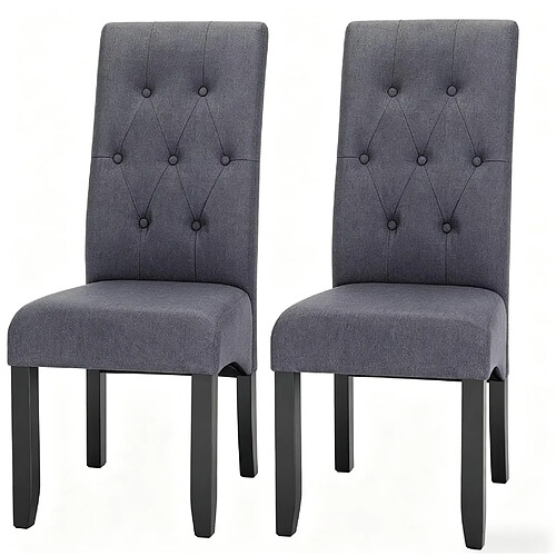 STILVORA Chaise de salle à manger 47/42/107 cm gris foncé en lin et bois massif lot de 2