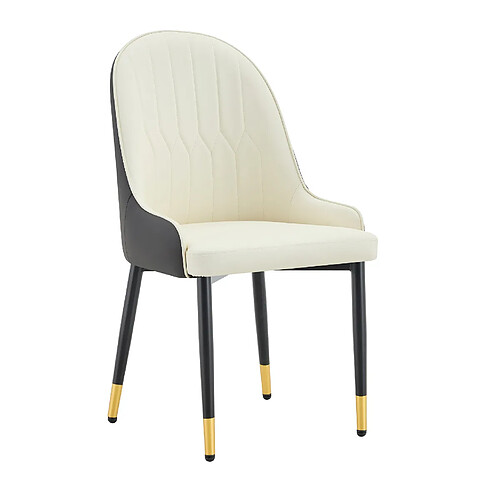 STILVORA Lot de 2 chaises 47,3/44/91 cm blanc et gris foncé en métal et PU dossier éclair