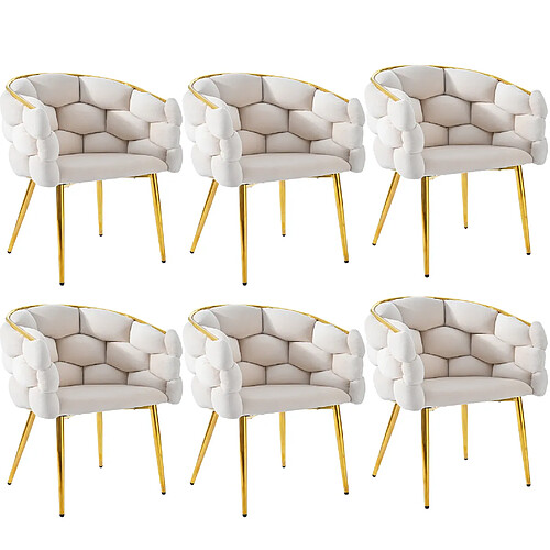 STILVORA Chaise 44/41/74 cm beige en velours avec pieds en métal doré réglables