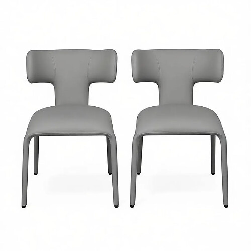 STILVORA Chaise de bureau 53/53/78 cm grise en similicuir avec dossier courbé lot de 2