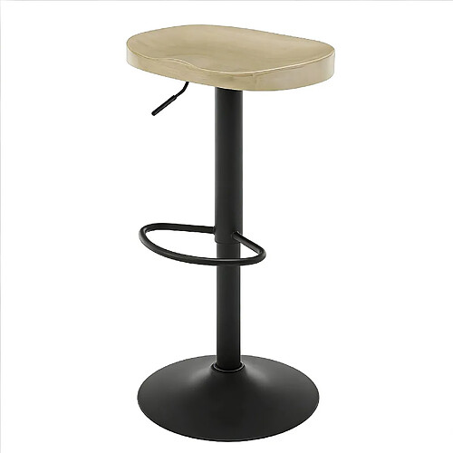 STILVORA Tabouret de bar 41,5/31,5/60-81 cm gris clair en métal et bois massif pivotant