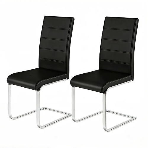 STILVORA Chaise cantilever 40/51/100 cm noire en métal et PU avec dossier haut