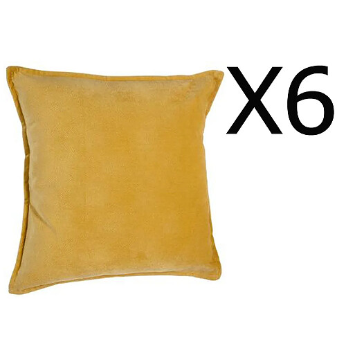 Pegane - Lot de 6 coussins en polyester coloris ocre