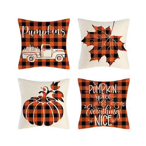 Lot de 4 taies d'oreiller Thanksgiving - 45x45cm