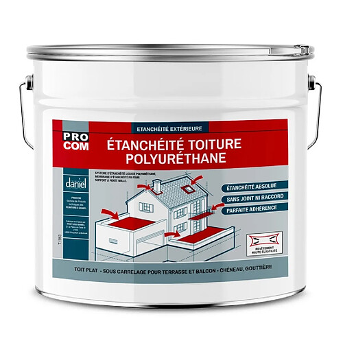 PRO COM Étanchéité Toiture Polyuréthane 15 Kg Blanc