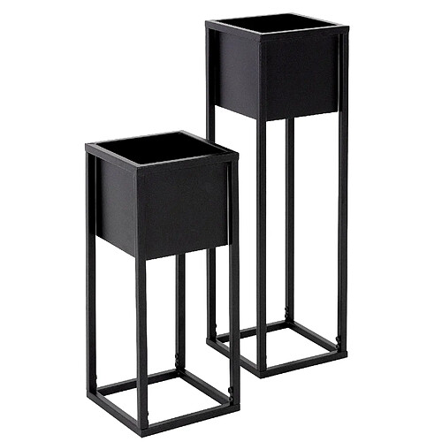 ECD Germany Lot de 2 supports plantes, noir