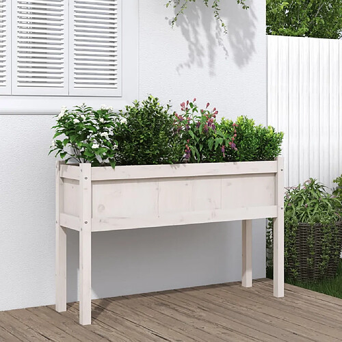 vidaXL Jardinière avec Pieds 110x31x70 cm Bois de Pin Blanc
