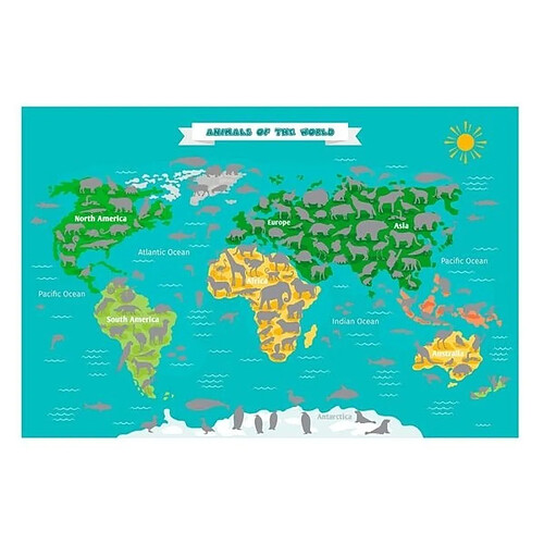 Totalcadeau Mappemonde Planisphère Animaux