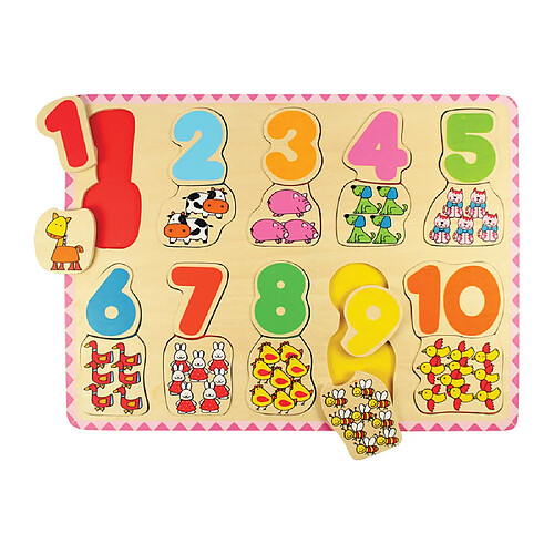 Bigjigs toys Puzzle éducatif en bois chiffres et couleurs - 20 pièces