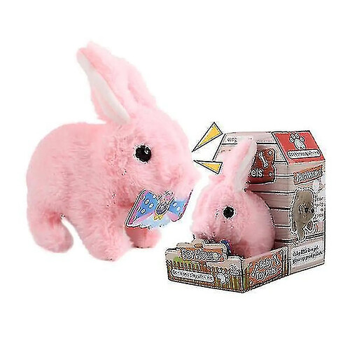 Jouet lapin sauteur en peluche - Rose