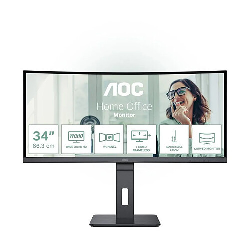 AOC CU34P3CV écran plat de PC 86,4 cm (34) 3440 x 1440 pixels UltraWide Quad HD LED Noir