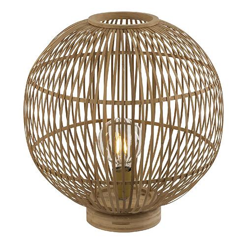 Globo Lampe à poser design bambou Hildegard - Diam. 40 x H. 42 cm - Beige naturel