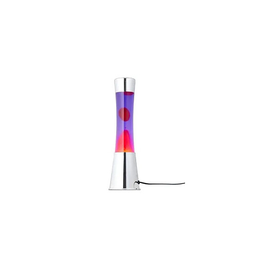 Lampe Fisura LT0496 à lave avec base chromée, liquide violet et lave rouge