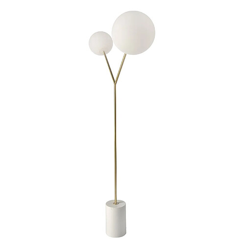 Angel Cerda Lampadaire en marbre blanc, acier doré et verre blanc