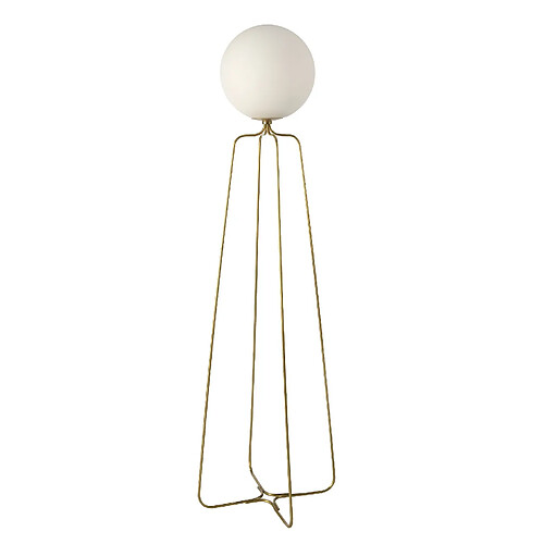 Angel Cerda Lampadaire acier doré et verre blanc