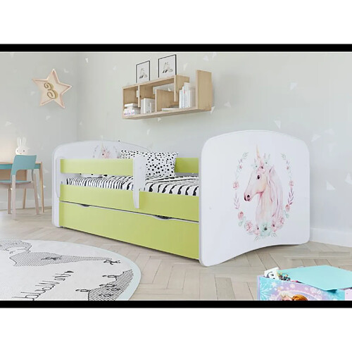 Lit bébé bois avec rangement - Vert