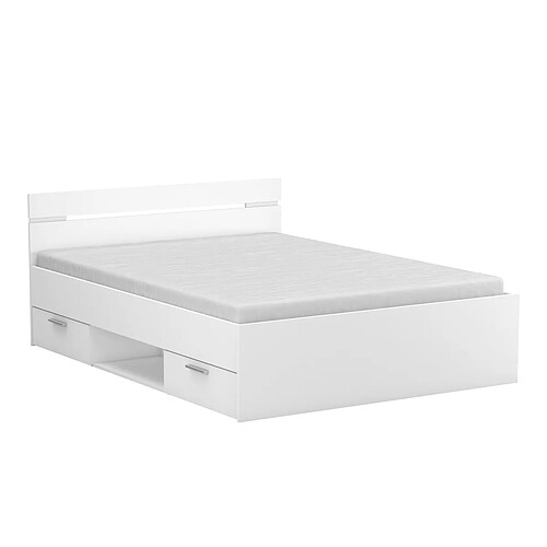 Pegane Lit adulte 2 places - Blanc mat