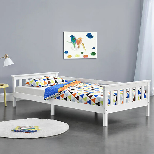 En.casa Lit enfant avec rangement - Blanc mat