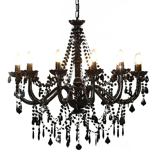 VidaXL Lustre avec Perles Noir 12 Ampoules