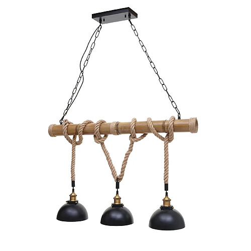 Decoshop26 Suspension 3 lumières - Noir