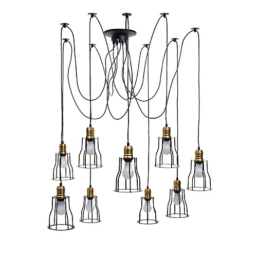 Decoshop26 Suspension métal 9 lumières - Noir