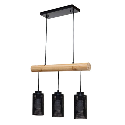 Decoshop26 Suspension 3 abat-jours - Noir
