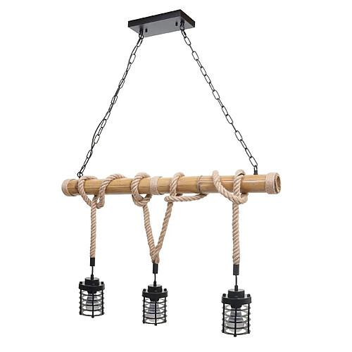 Decoshop26 Suspension industrielle bambou métal - Noir