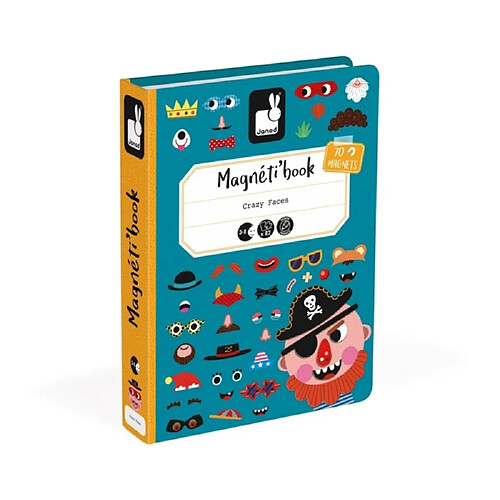 Juratoys-janod Jeu magnétique Magneti'Book Crazy Faces - Turquoise