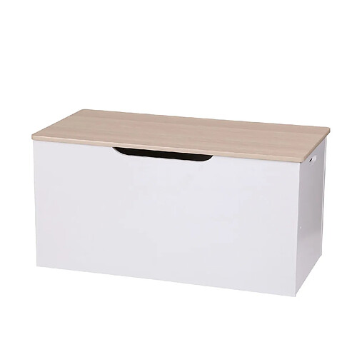 Toilinux Coffre de rangement Dream pour enfant - 80 x 40 cm. - Blanc et Bois