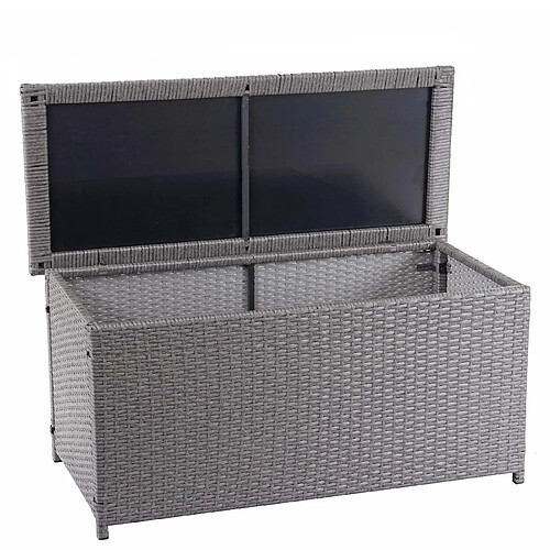 Decoshop26 Coffre de jardin résine tressée - Gris