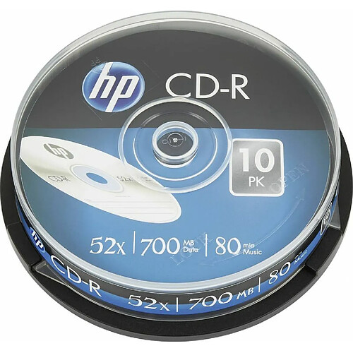 HP CD-R 80Min/700MB/52x Cakebox - 10 Disques
