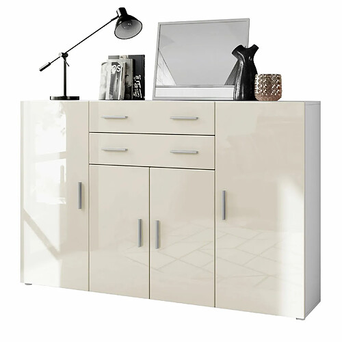 MPC Buffet 166,5x106,5x35 cm - Blanc Mat et Crème