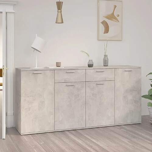 VidaXL Buffet Gris Béton 160x36x75 cm