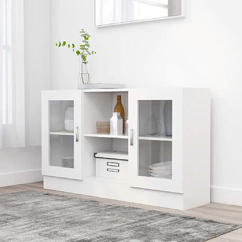 vidaXL Armoire à vitrine - Blanc