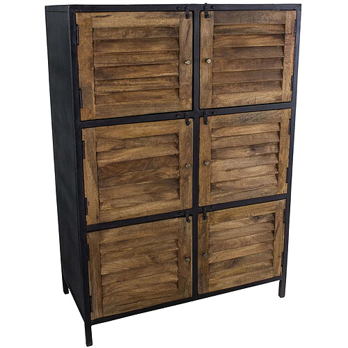 Antic Line Creations Meuble métal 6 casiers - Porte en manguier