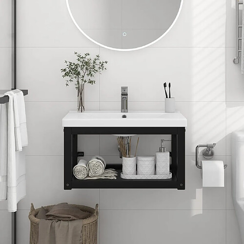 vidaXL Cadre lavabo mural 59x38x31 cm - Noir