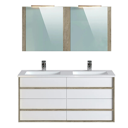 Pegane meuble salle de bain double vasque - Chêne