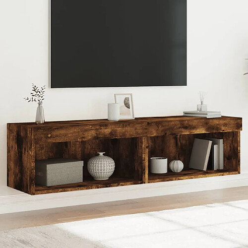 vidaXL Meubles TV LED - Chêne fumé