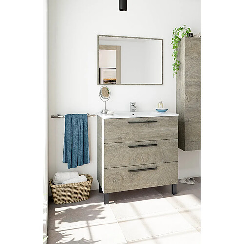 Alter Meuble sous-vasque avec miroir - Marron