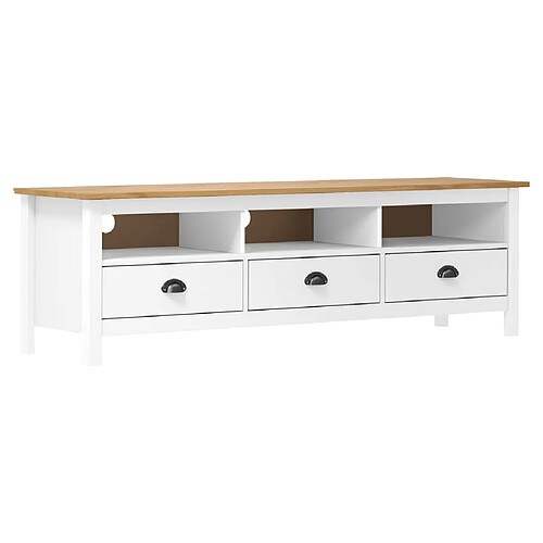 vidaXL Meuble TV Hill Range Blanc Bois de pin