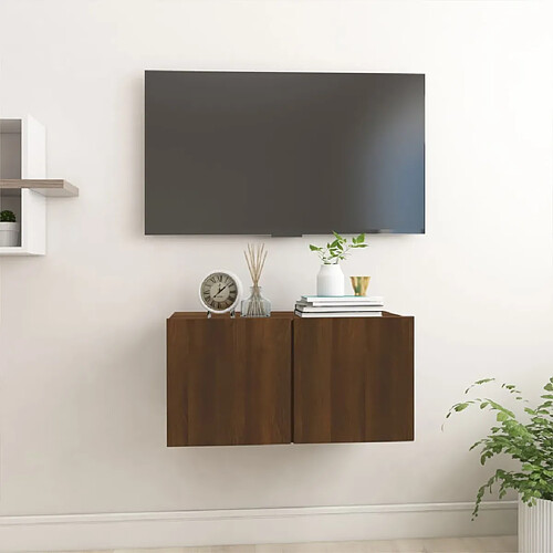 vidaXL Armoire TV Suspendue Chêne Marron