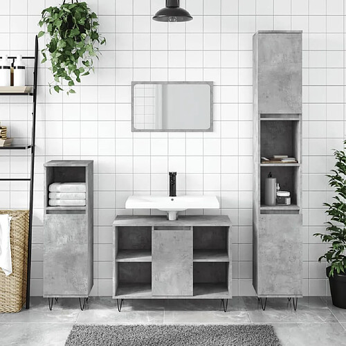 vidaXL Armoire salle de bain gris béton 30x30x100cm