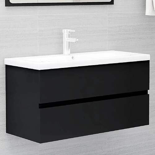VidaXL Armoire d'évier avec lavabo intégré - Noir