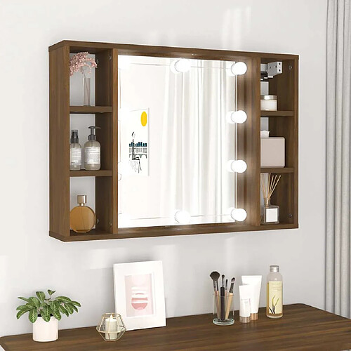 vidaXL Armoire à miroir LED Chêne marron